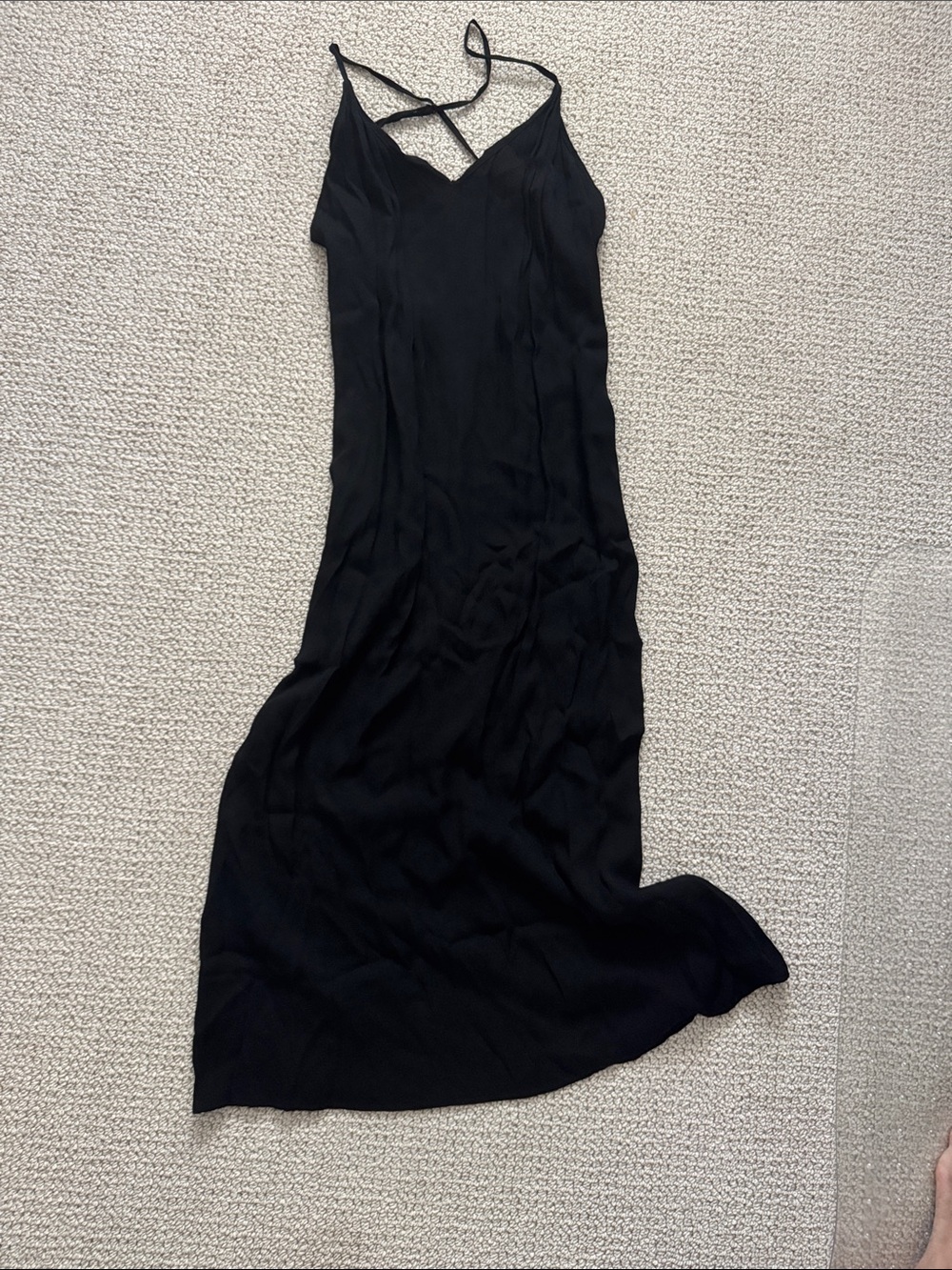 Reformation Black Midi Slip Dress with Strappy Back